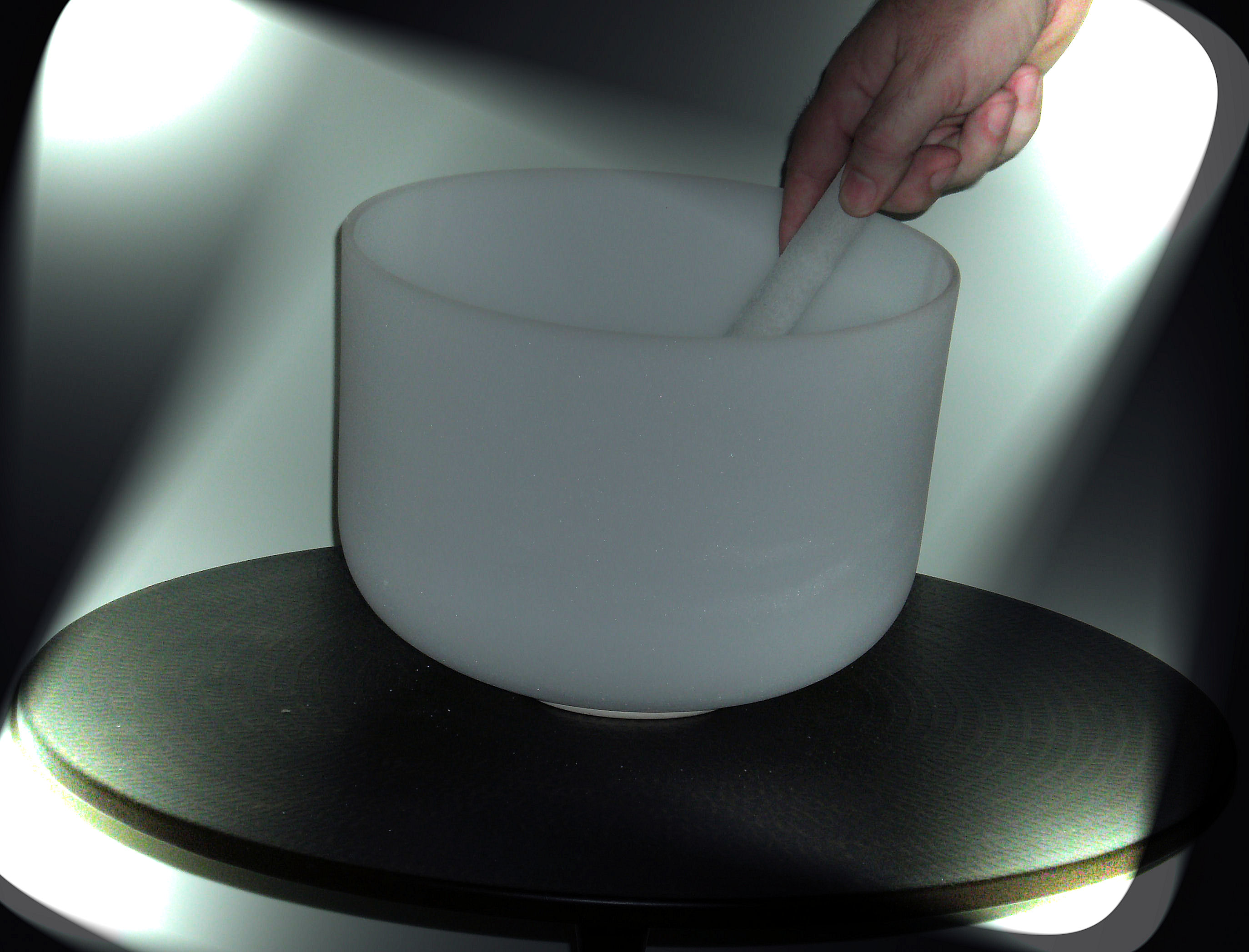 9" QUARTZ CRYSTAL SINGING BOWL-FROSTED-Throat Chakra-NOTE'G'