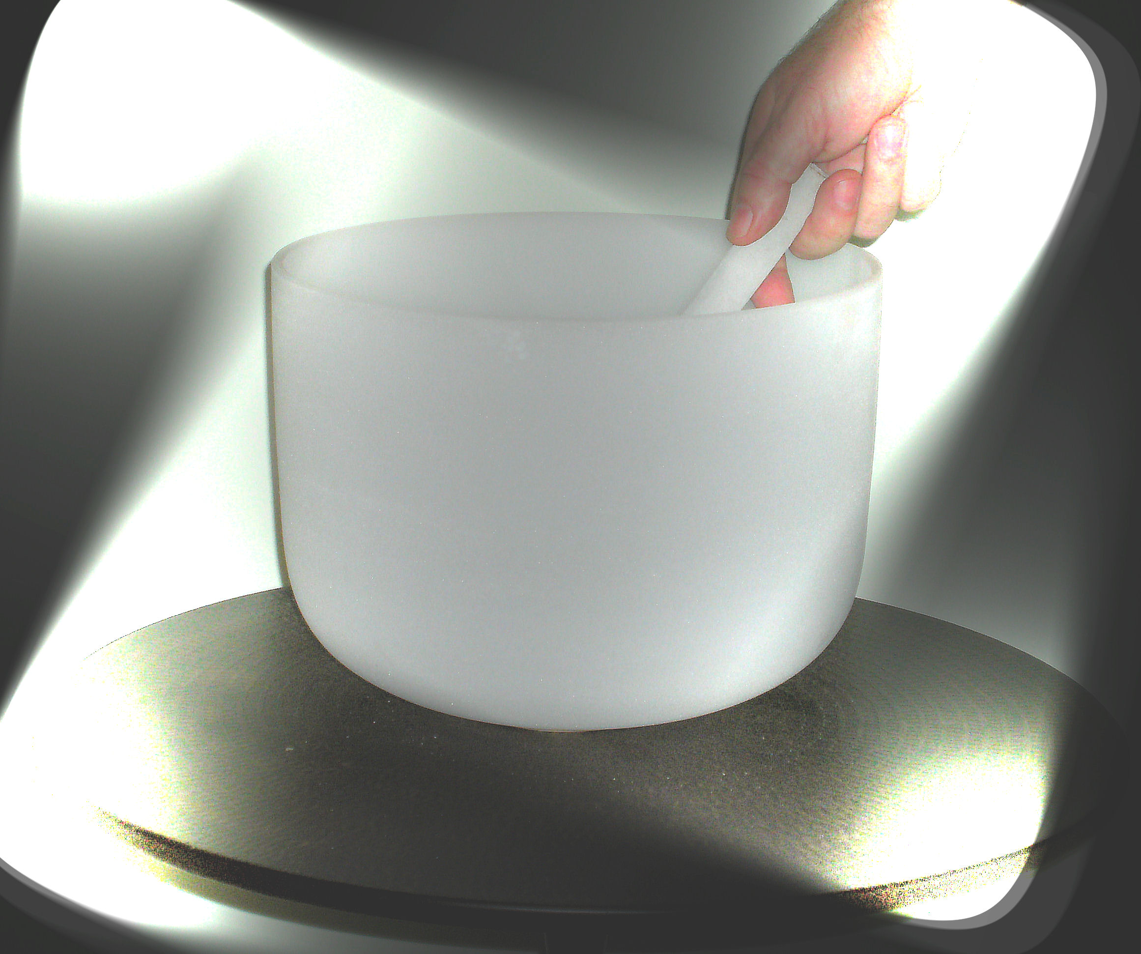 11" QUARTZ CRYSTAL SINGING BOWL-FROSTED-Solar Plexus Chakra-Note