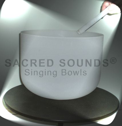 14" QUARTZ CRYSTAL SINGING BOWL-FROSTED-Crown Chakra-NOTE'B'